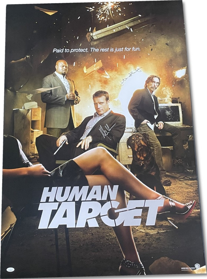 Human Target Cast Signed Autographed 27x40 Original WB Poster Mark Valley +2 JSA