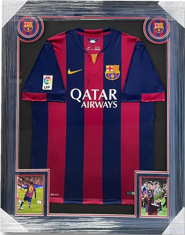 Lionel Messi Signed Autographed Jersey FC Barcelona Custom Framed JSA YY54050