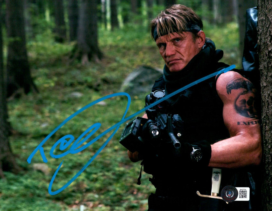 Dolph Lundgren Signed Autographed 8X10 Photo The Expendables Forest BAS BH27741