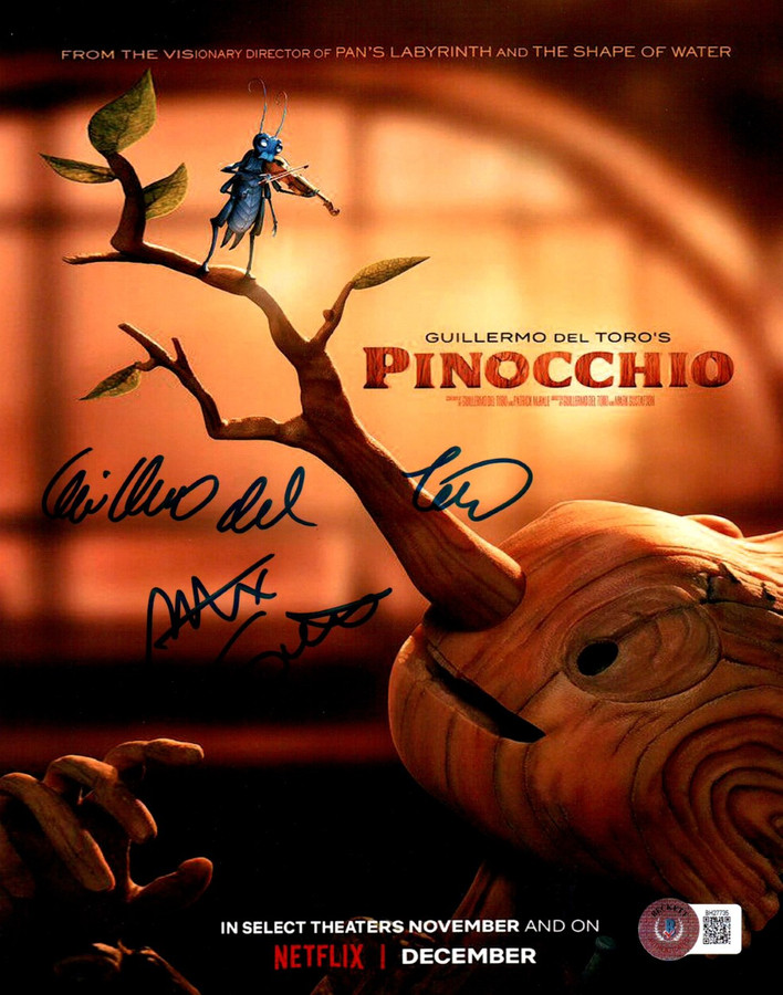 Guillermo del Toro Mark Gustafson Autographed 8X10 Photo Pinocchio BAS BH27735