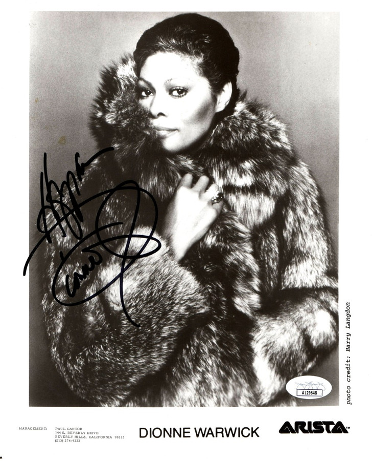 Dionne Warwick Signed Autographed 8X10 Photo Arista Promo Fur Coat JSA AL29648
