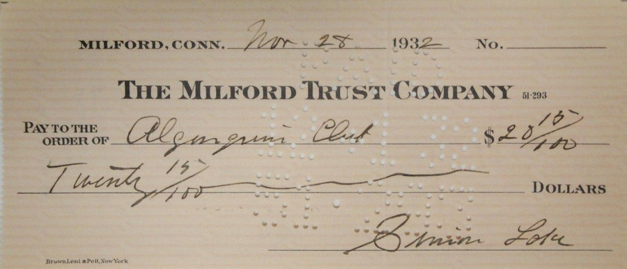 Simon Lake Hand Signed Autographed Personal Check $20.15