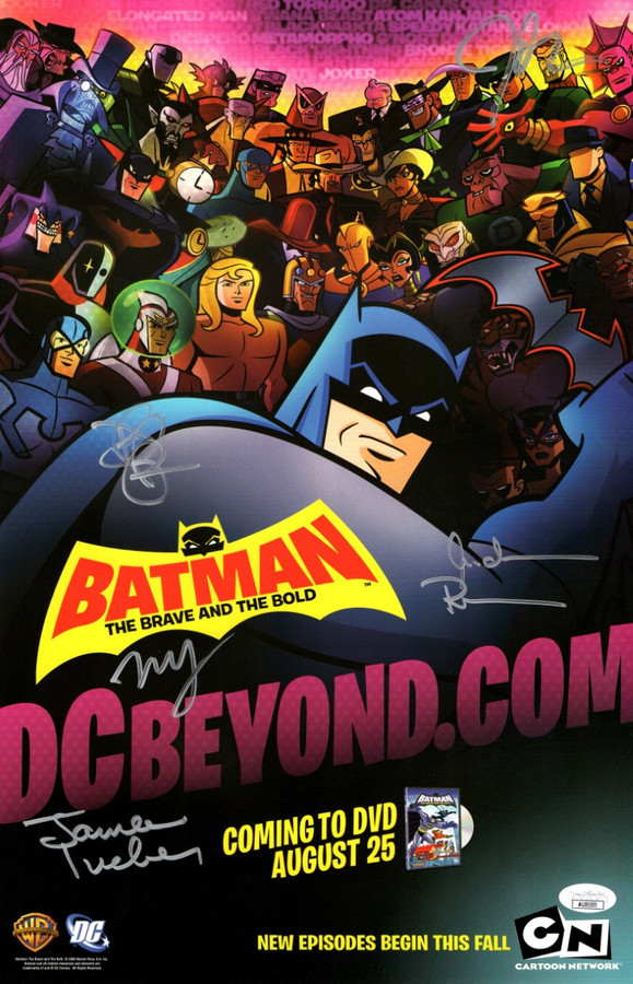 Batman Brave & The Bold Cast Autographed 11X17 Poster Bader Dimaggio +3 JSA