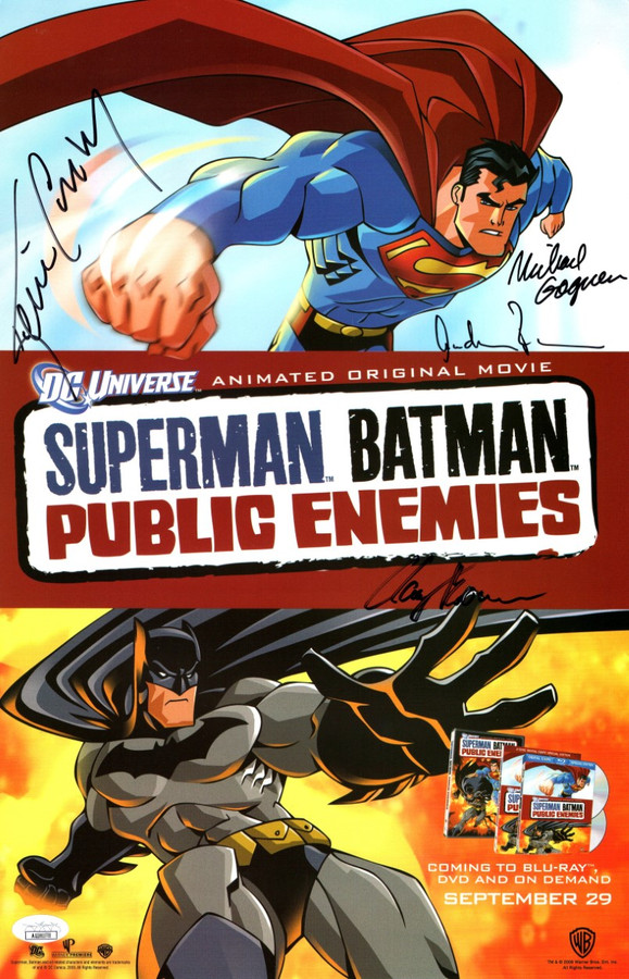 Superman Batman Public Enemies Quad Autographed 11X17 Poster Kevin Conroy +3 JSA