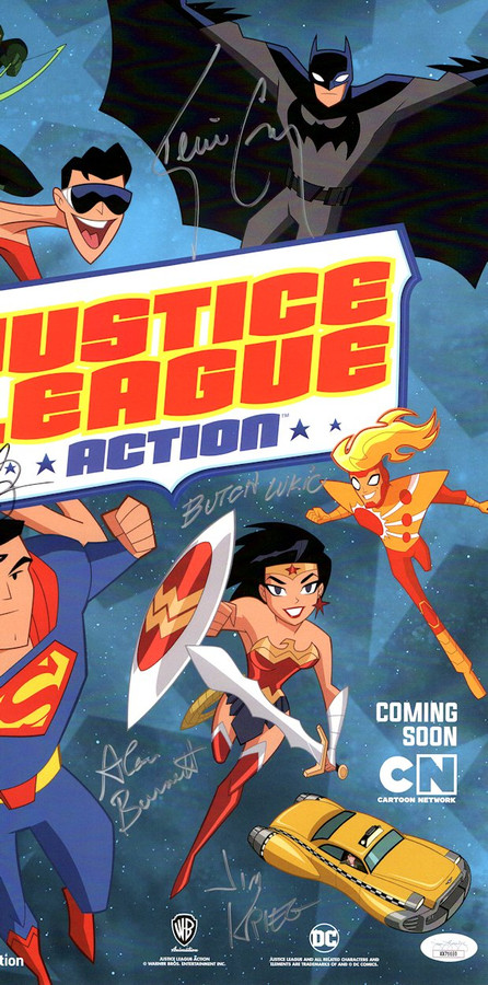 Justice League Action Cast Autographed 11X17 Poster Kevin Conroy +5 JSA XX76659