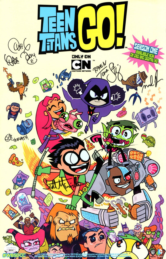 Teen Titans Go! Signed Cast Autograph 11X17 Poster Menville Cipes