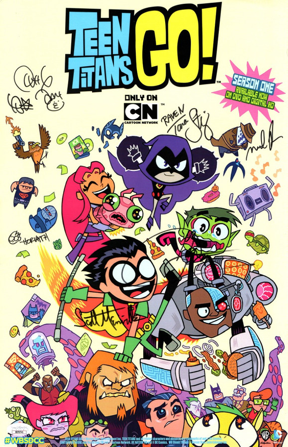 Teen Titans Go! Cast Signed Autograph 11X17 Poster Menville Cipes +4 JSA XX76741