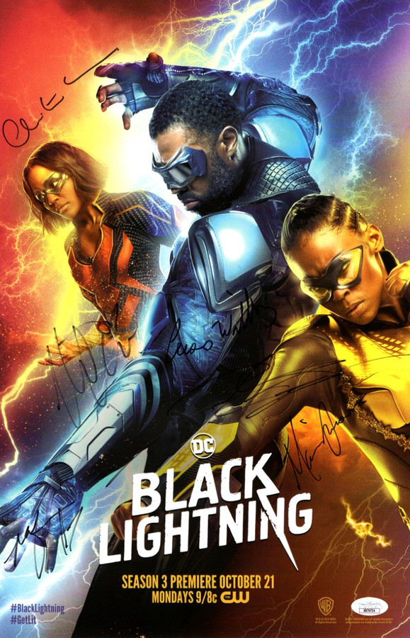 Black Lightning Cast Signed Autographed 11X17 Poster  JSA XX76734