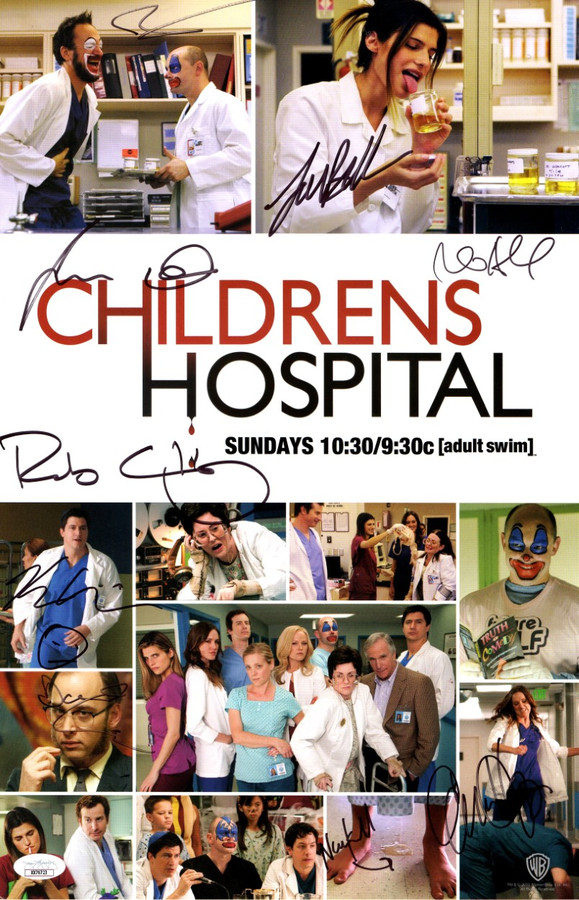 Children's Hospital Cast Autographed 11X17 Poster Corddry Bell +7 JSA XX76723