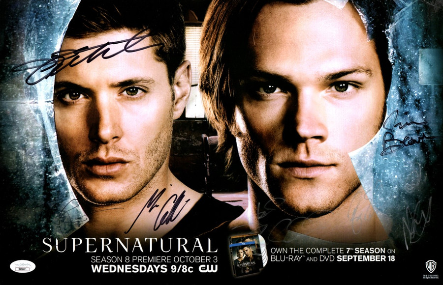Supernatural Cast Signed Autograph 11X17 Poster Ackles Padalecki +5 JSA XX76671