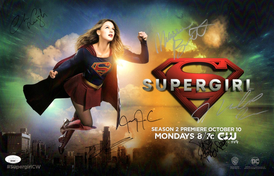 Supergirl Cast Signed Autographed 11X17 Poster Benoist Leigh +4 JSA XX76669