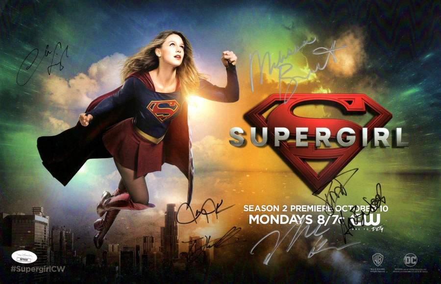 Supergirl Cast Signed Autographed 11X17 Poster Benoist Leigh +4 JSA XX76668
