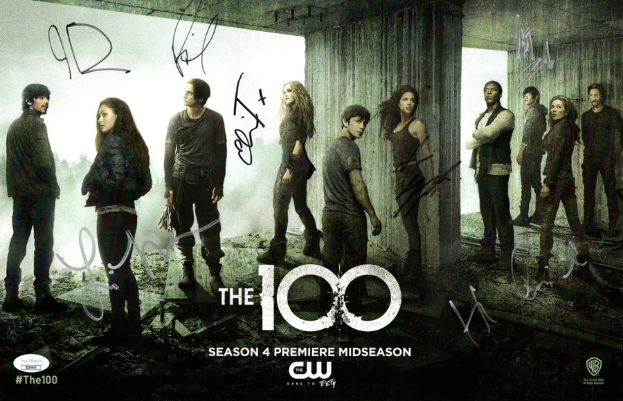 The 100 Cast Signed Autograph 11X17 Poster Season 4 Taylor Morgan +5 JSA XX76647