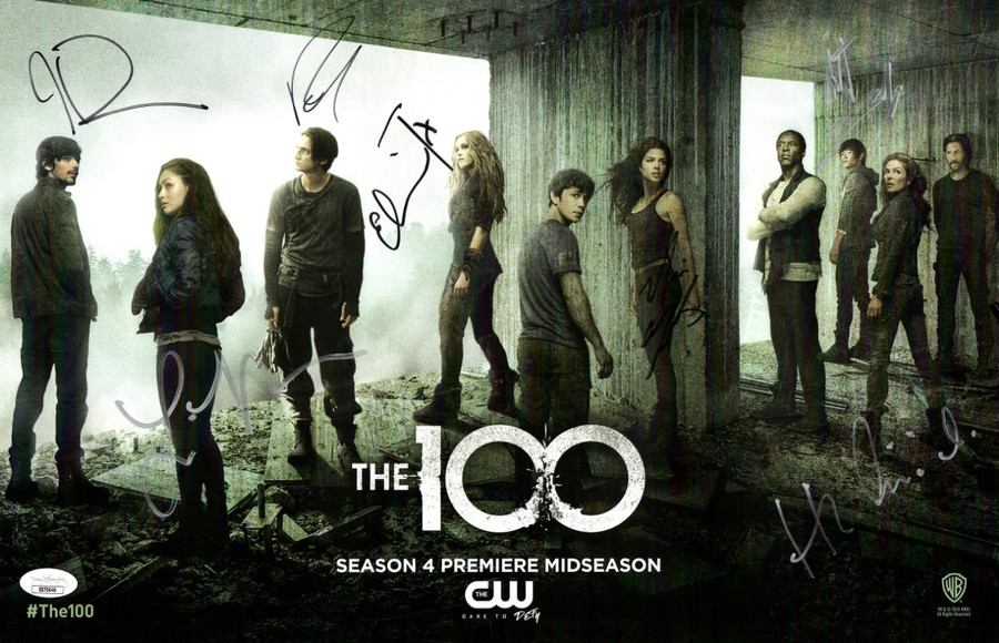 The 100 Cast Signed Autograph 11X17 Poster Season 4 Taylor Morgan +5 JSA XX76646