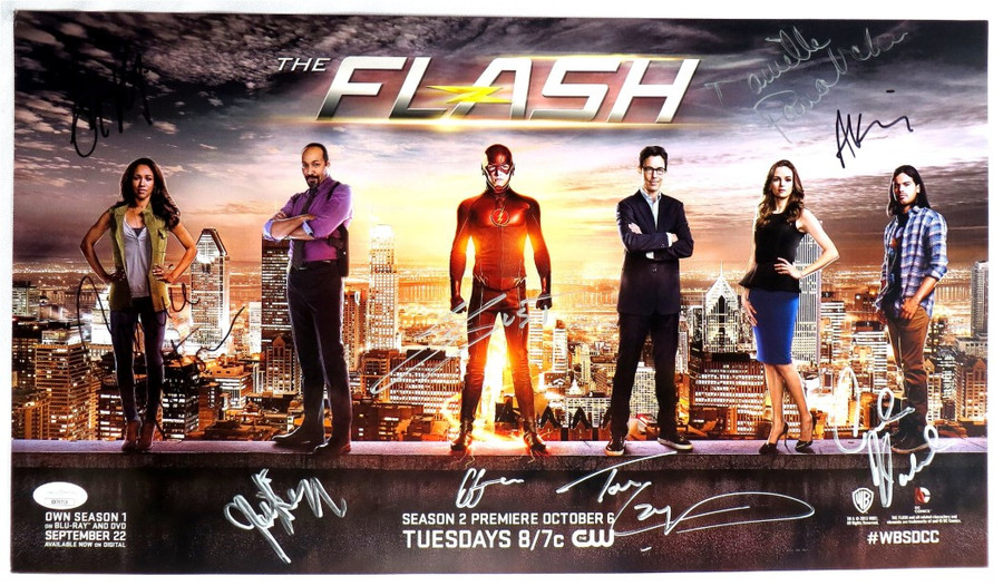 The Flash Cast Signed Autographed 10X18 Poster Gustin Panabaker +7 JSSA XX76718