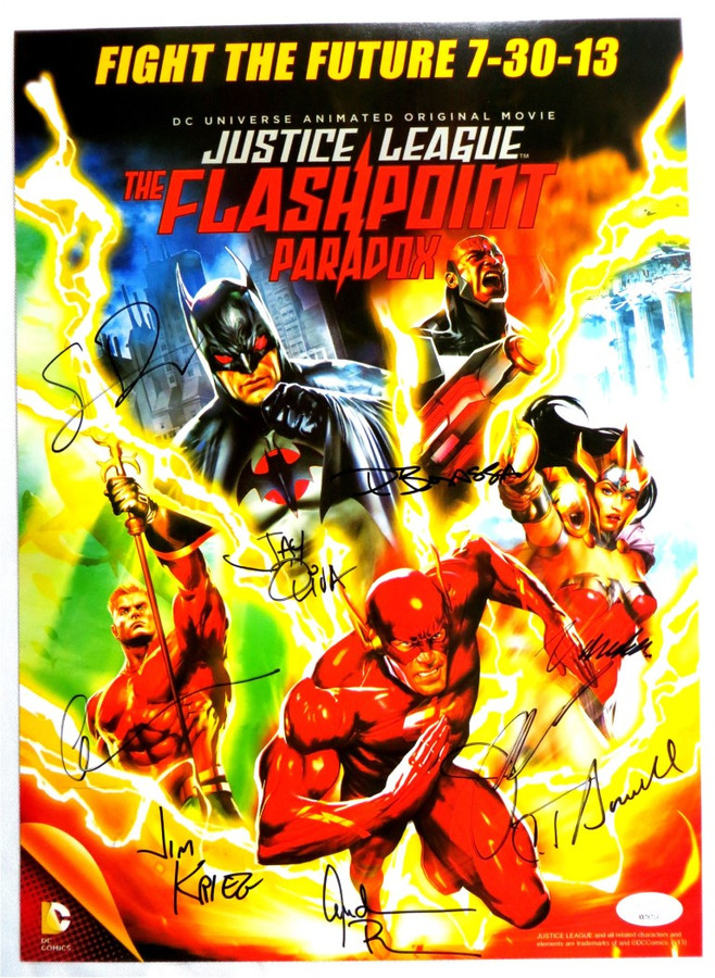 Justice League: Flashpoint Autographed 10X14 Poster Elwes 9 Autos JSA XX76714