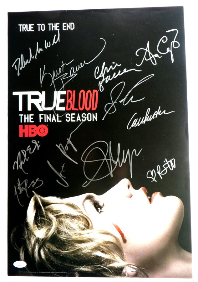 True Blood Cast Signed Autograph 13X20 Poster Paquin Moyer 11 Autos JSA XX76684