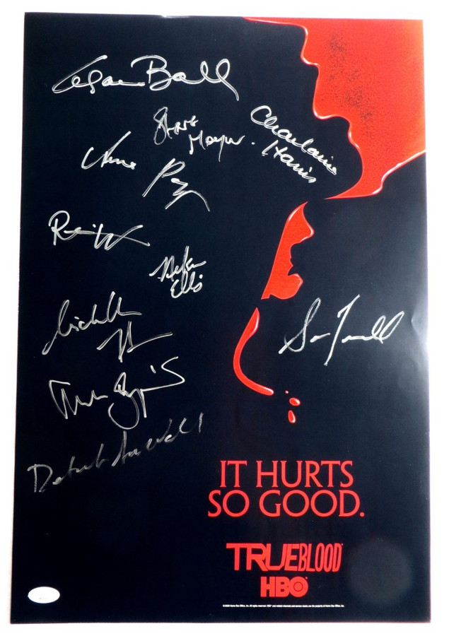 True Blood Cast Signed Autograph 13X20 Poster Paquin Moyer 10 Autos JSA XX76679