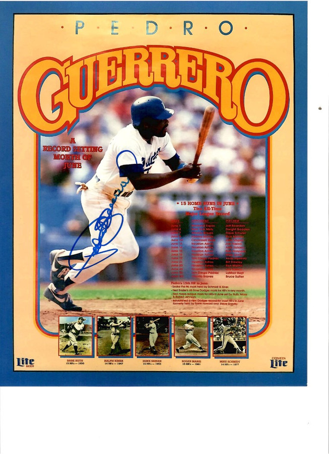 Pedro Guerrero Signed Autographed 8x10 Photo LA Dodgers First Baseman W/ COA N