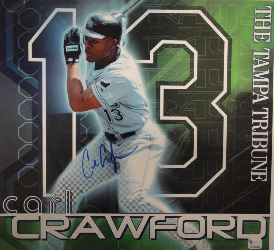 Carl Crawford Hand Signed Autographed 11"x12" Photograph Tampa Bay Rays GA COA
