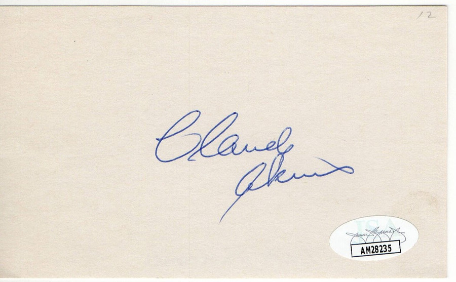 Claude Akins Signed Autographed Index Card B.J. and the Bear Lobo JSA AM28235