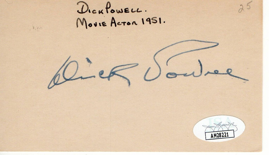 Dick Powell Signed Autographed Index Card Hollywood Actor JSA AM28221