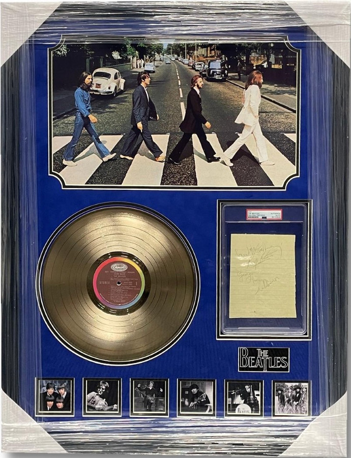 The Beatles Signed PSA Slabbed Cut John Lennon Paul McCartney Ringo Starr +1