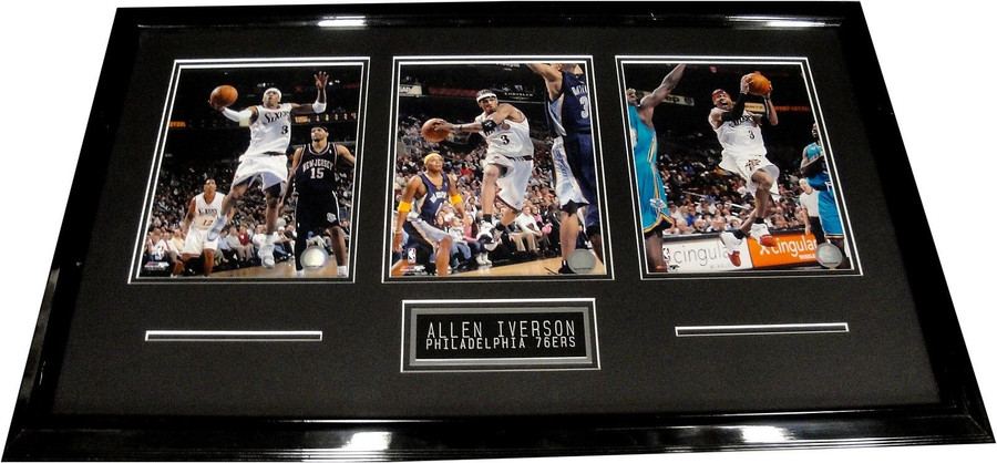 Allen Iverson UnSigned 8"x10" Photo Custom Framed With Two 8x10's 76ers
