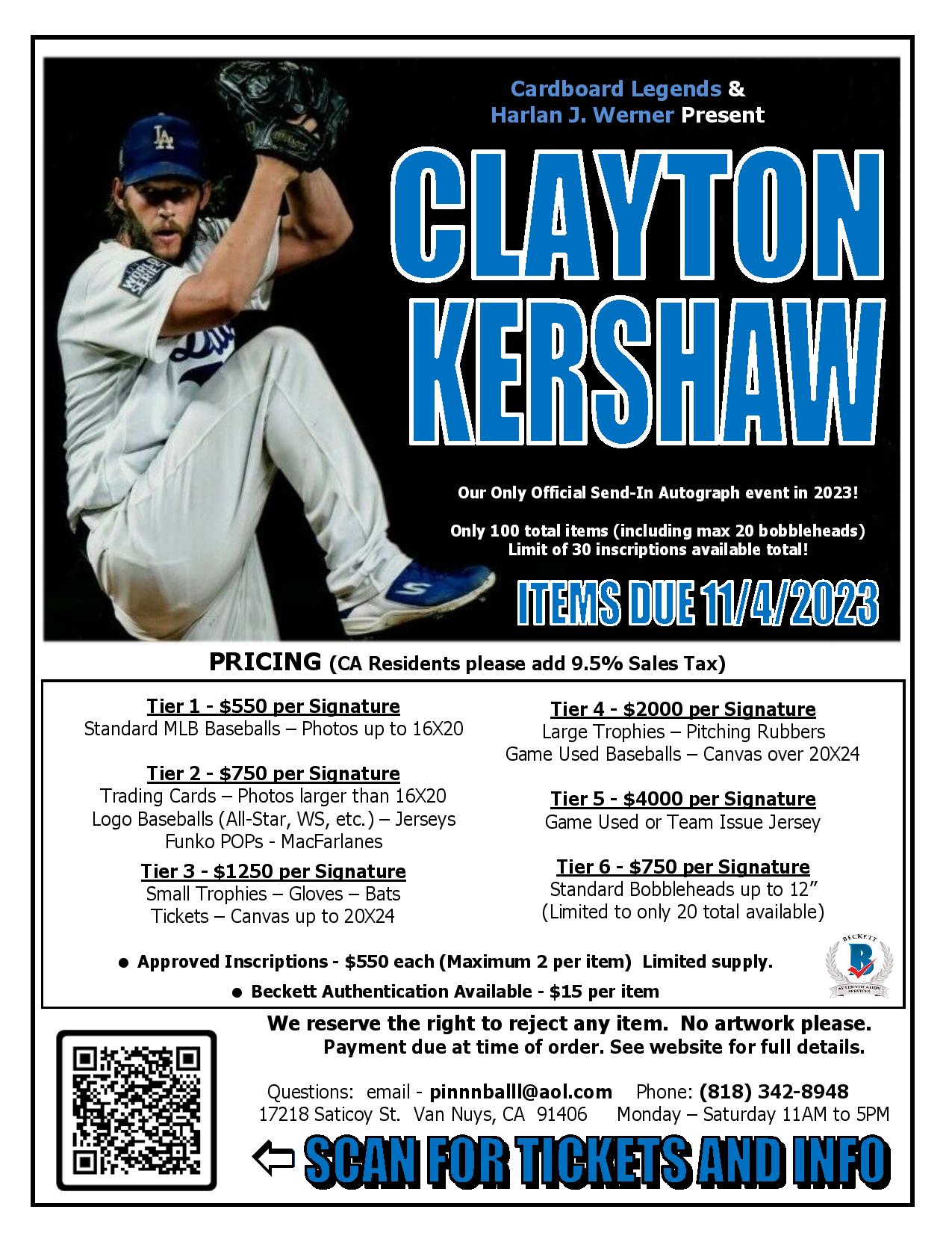 Clayton Kershaw Autographed 16x20