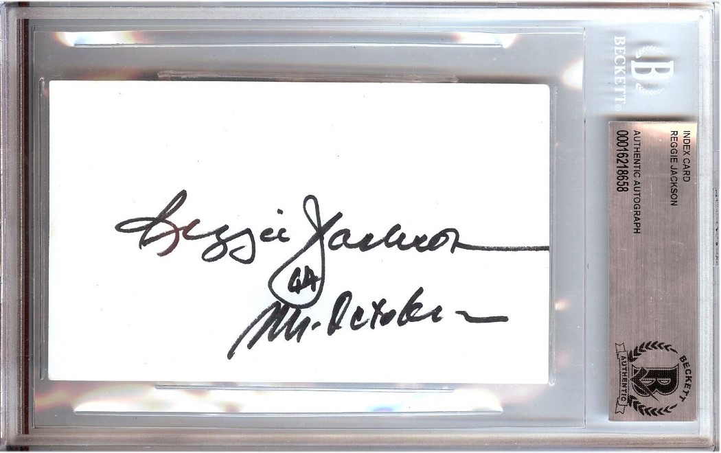 Reggie Jackson Signed Autographed Index Card 