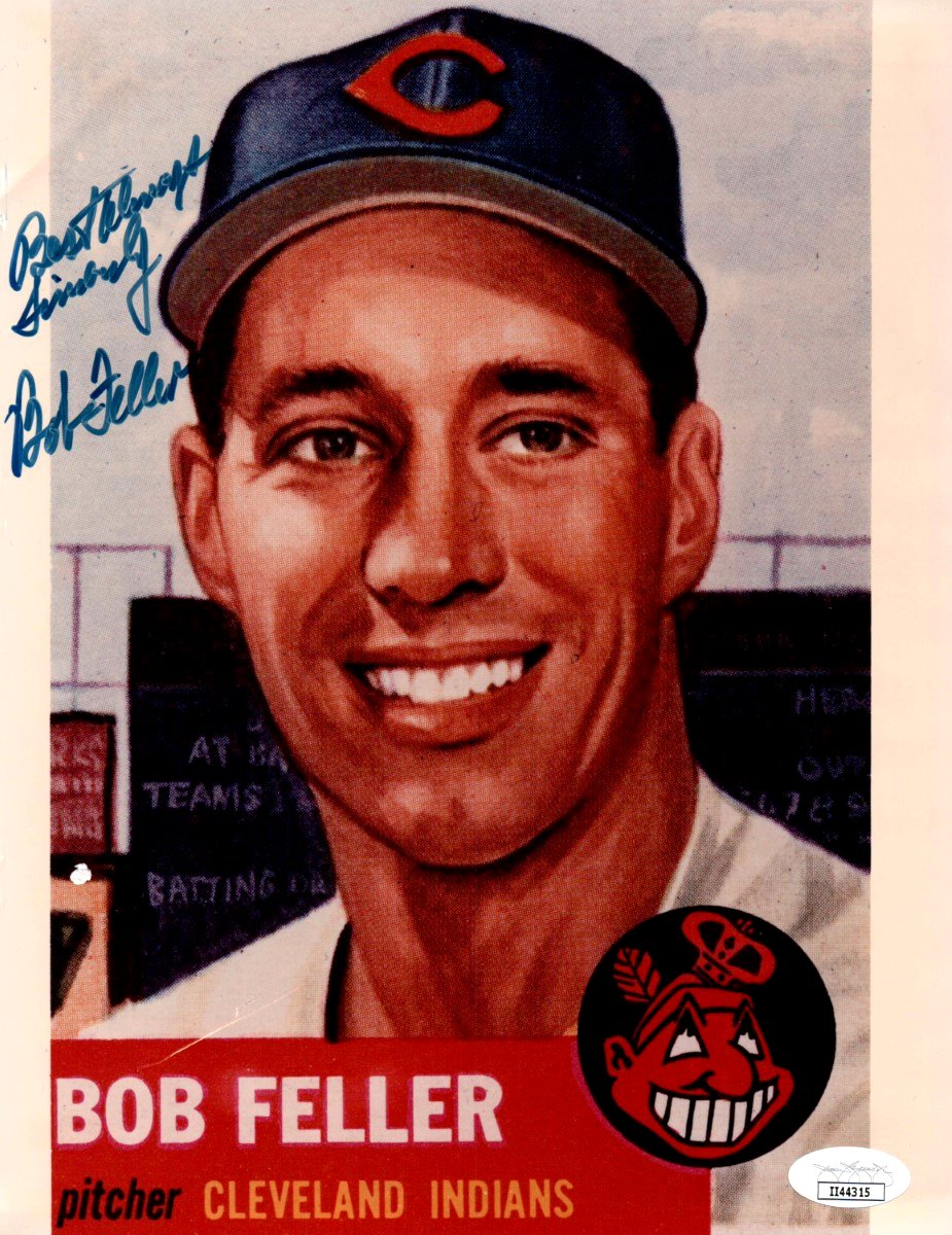 Bob Feller Autographed Signed Cleveland Indians 8x10 Color Photo