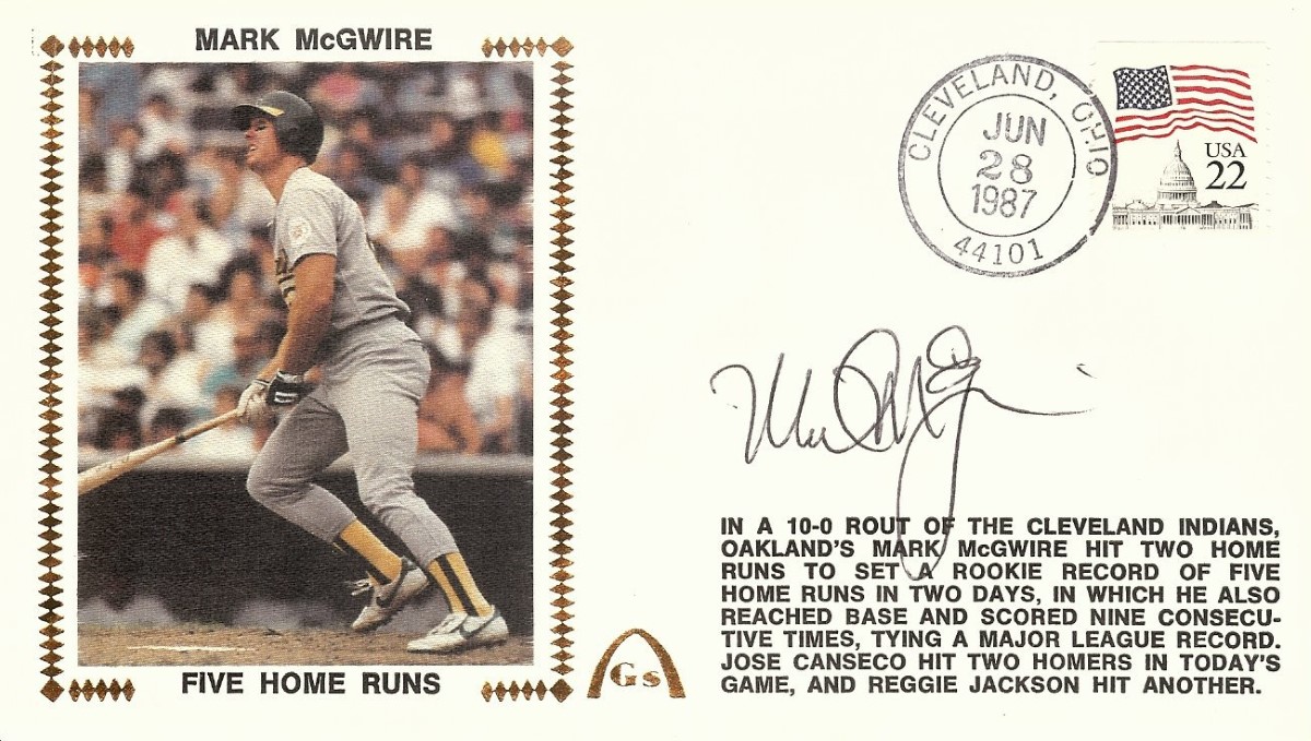 Mark McGwire Signed Athletics 8x10 Rookie Year Photo (JSA COA)