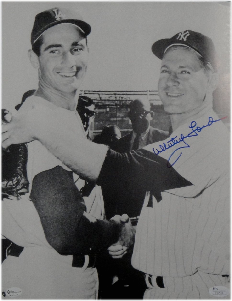 Whitey Ford Hand Signed Autograph 11X14 Photo Sandy Koufax Yankees OA JSA  COA - Cardboard Legends