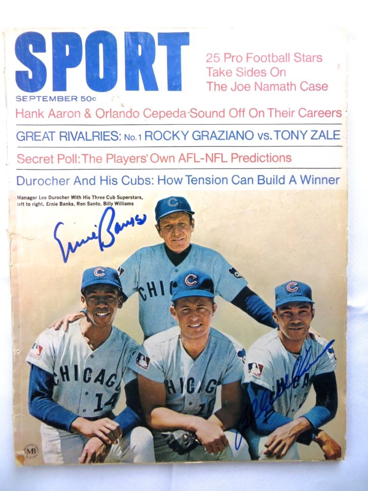 Ernie Banks signing autographs, 1969