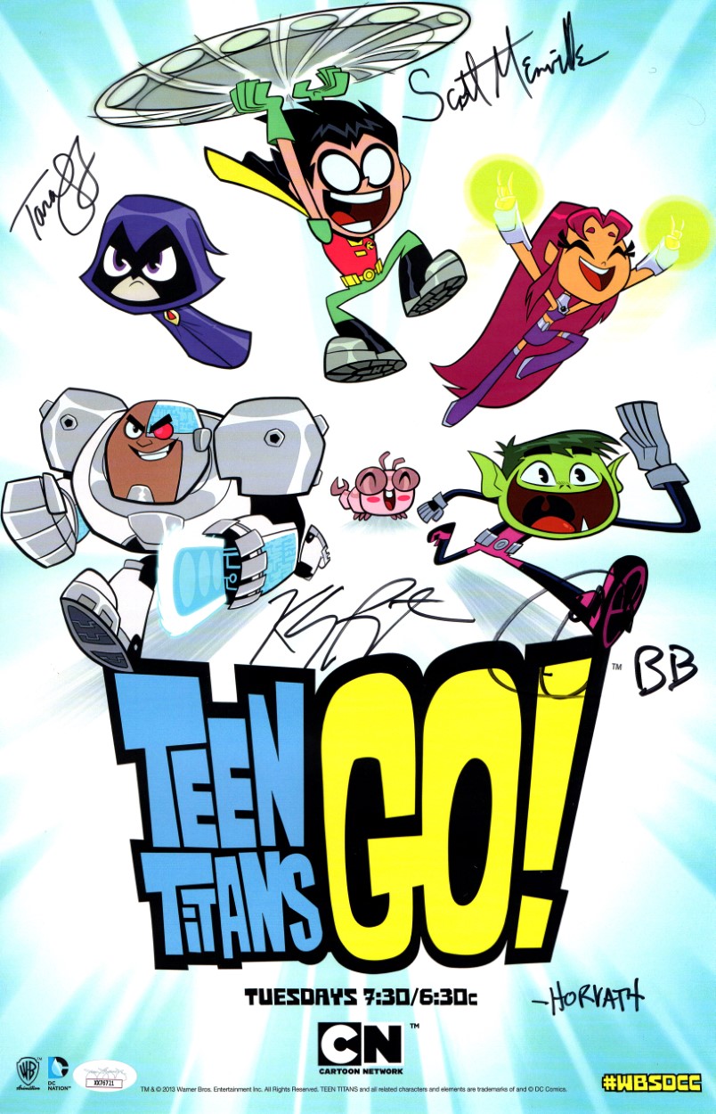 Teen Titans Go! Signed Cast Autograph 11X17 Poster Menville Cipes