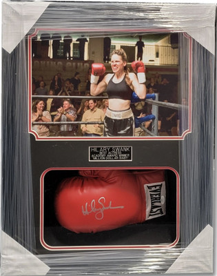Hillary Boxing Hillary Swank Signed Custom Framed Boxing Glove Million Dollar Baby JSA ...