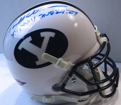 byu mini football helmet Brigham Young Cougars Royal Speed Riddell mini helmets are about half the size of the Authentic and Replica helmets Todd Christensen Autographed Mini Helmet