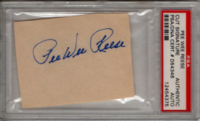 Pee Wee Reese Signed Autographed Cut Signature Dodgers PSA/DNA