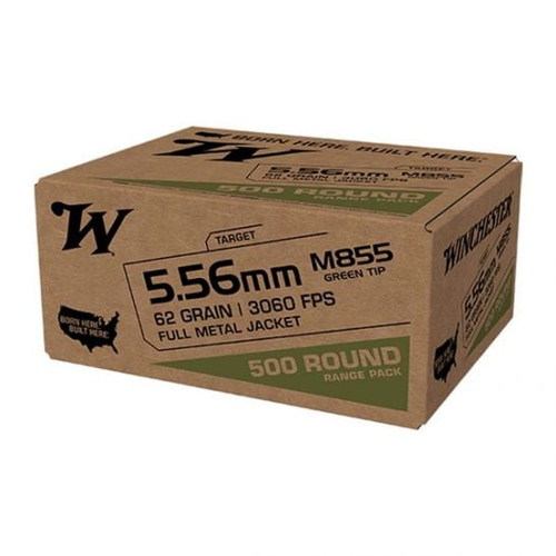 Winchester M855 5.56 Bulk Ammo 62 Gr FMJ Green Tip 500rds