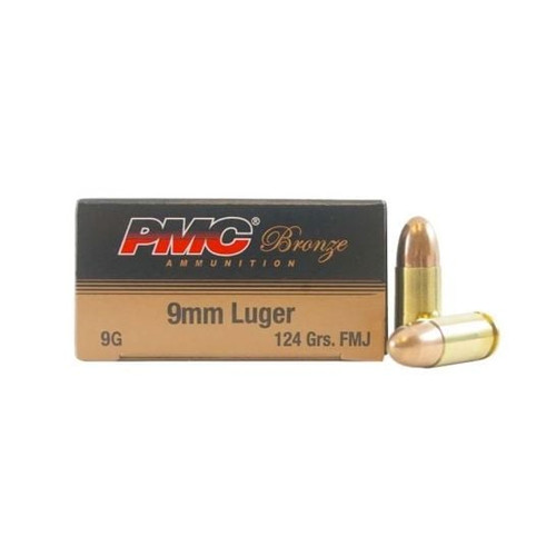 1000 Rounds of PMC Bronze 9mm FMJ 124 Grain Ammo