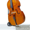 Upright Bass Buggie Bass Transporter (Bass Buggy), with bass - with note - We do not recommend leaving your bass standing unattended on the Buggie