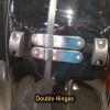 Fiberglas Hardshell Suspension CASE for 3/4 size Upright Bass, detail of hinges