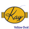 Authentically designed and printed waterslide decal logo for Kay Bass Tailpiece - Yellow Oval Design