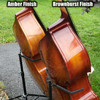 Estle Louis "Scholar" upright bass - above right shoulder - Amber (left), Brownburst (right)