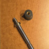 Replacement Steel Endpin for Kay and Engelhardt Upright Bass. Closeup; removable rubber screw-on tip.