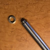 Replacement Steel Endpin for Kay and Engelhardt Upright Bass. Closeup; removable metal retainer ring.