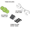 NS-WAV Retrofit - Active Preamp Upgrade for NS Design WAV Basses - included accessories (labeled graphic)