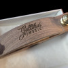 Choice Products Wooden Microphone Holder for Bass - Walnut, closeup of Gollihur Music Logo