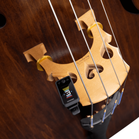 Eclipse Clip-on Electronic Chromatic Tuner for Double Bass & Cello, by D'Addario, on bass alternate view