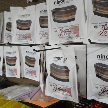 Ninomute for double bass and electric upright, lots of them in stock on pegboard in our stockroom